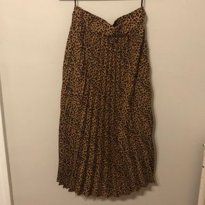 SHEIN animal print, pleated high waist midi skirt